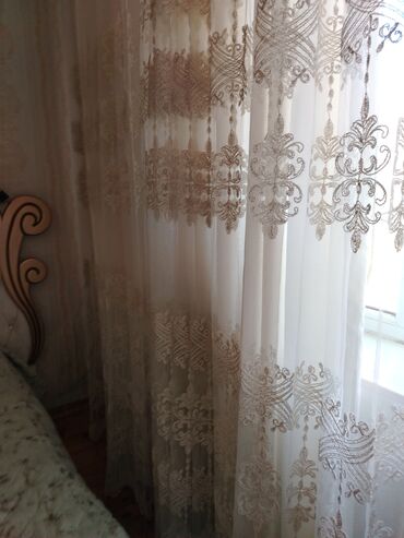 tul pərdələr: Yeni, Tül, rəng - Bej