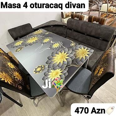 cicekler: Mətbəx üçün, Yeni, Açılmayan, Dördbucaq masa, 4 stul — 1