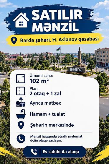 mingəcevir ev alqi satqi: Bərdə, 3 otaqlı, Köhnə tikili, 102 kv. m — 1