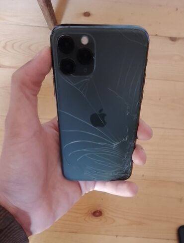 iphone 14 pro 2 ci el: IPhone 11 Pro, Matte Midnight Green, Qırıq