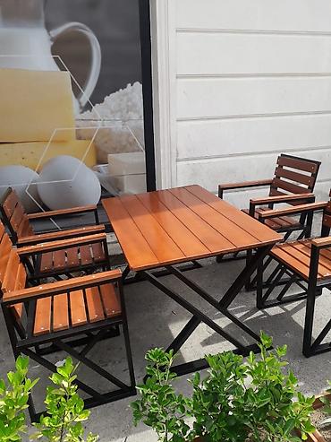 bar otracagi: Açıq hava üçün masa və stul dəsti - Komplekt: 1 ədəd düzbucaqlı masa — 3