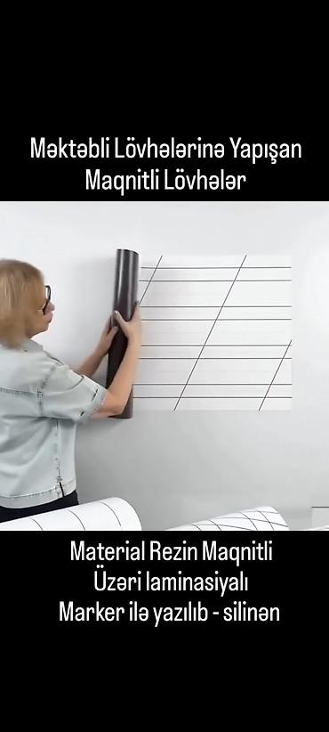 Reklam lövhələri: Maqnitli Lövhələr məktəb və ofis üçün. ölçü: 1metr x 70sm. Marker ilə — 4