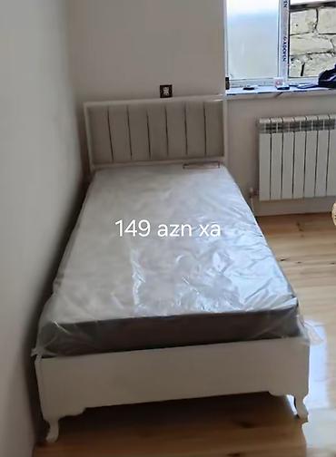 kunc mebel: Bir nəfərlik çarpayı və döşək dəsti. - Klassik üslubda, ağ rəngli — 1
