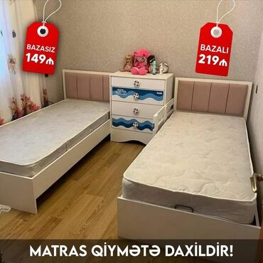 Masa və oturacaq dəstləri: Yeni, Təknəfərlik çarpayı, Bazalı, Matras ilə, Siyirməsiz