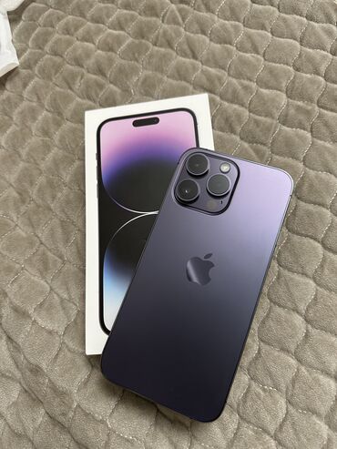 Apple iPhone: IPhone 14 Pro Max, Б/у, 1 ТБ, Deep Purple, Зарядное устройство, Защитное стекло, Чехол, 87 %