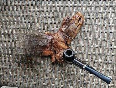 Stare vaze i dekor: Stara pepeljara sa dva držača za lule na drvenom postolju. Stara — 9