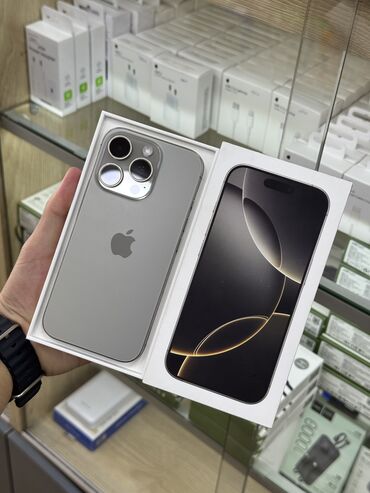 купить бэушный ноутбук: IPhone 16 Pro, Колдонулган, 256 ГБ, Natural Titanium, Коргоочу айнек, Каптама, 100 %