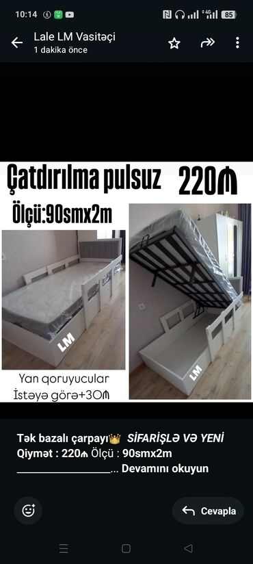 setqa kravat: *Tək bazalı çarpayı*👑 _*SİFARİŞLƏ VƏ YENİ*_ *Qiymət : 220₼* Ölçü 