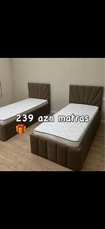 tikinti temir: Tək nəfərlik çarpayı dəsti – yumşaq başlıq və baza, üzərində ortopedik — 1