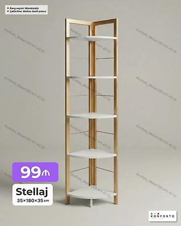 Rəflər: Stellaj – künc rəfləri Ölçü: 35×180×35 sm Qiymət: 99 ₼ Xüsusiyyətlər — 1