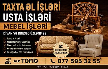 ремонт мебели на дому: Hər növ Mebellərin və Taxta Məmulatlarının hazırlanması və təmiri — 1