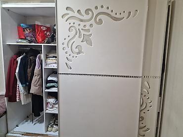спальный шкаф купе: Ağ rəngdə sürgülü qapılı paltar dolabı - Material: laminat/LDSP, ağ — 2