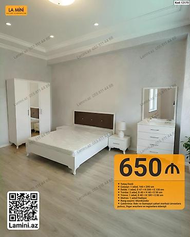 Ev üçün mebel: Yataq Dəsti – Kod: 12170 Tərkibi və ölçülər: - Çarpayı: 1 ədəd, 160 × — 1