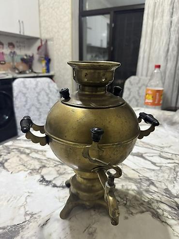 samovar luləyi: Mis Elektrik samovar – pirinç gövdəli, klassik qlobus formalı model — 1