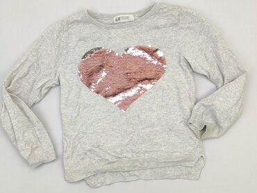 sweterek kwiaty: Sweatshirt, H&M, 5-6 years, 110-116 cm, condition - Good