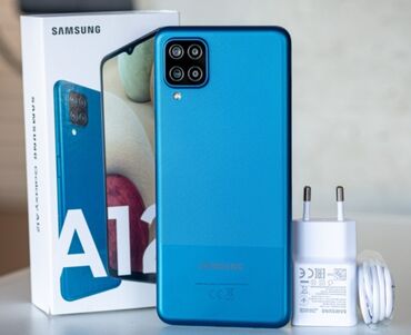 Samsung Galaxy A12, 64 GB, rəng - Mavi, Barmaq izi, İki sim kartlı, Sənədlərlə