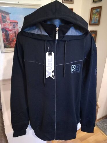 muski kais 95cm: Sweatshirt, 5XL (EU 62), color - Black, With a hood