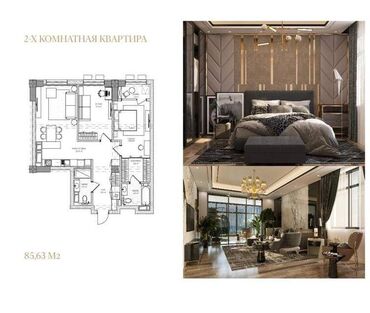 сокулук батир: 2 комнаты, 86 м², 14 этаж, ПСО (под самоотделку)
