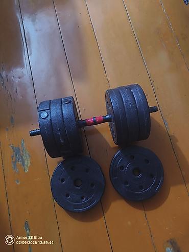 gym: 25 килограммга чейин чогултулуучу гантель, 3 кг дисктер топтому менен — 1