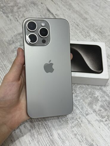 Apple iPhone: IPhone 15 Pro Max, Б/у, 1 ТБ, Natural Titanium, Коробка, 87 %