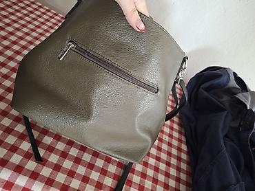 Torbe: Torba preko ramena – maslinasto zelena, sa šarenom prugastom postavom — 8