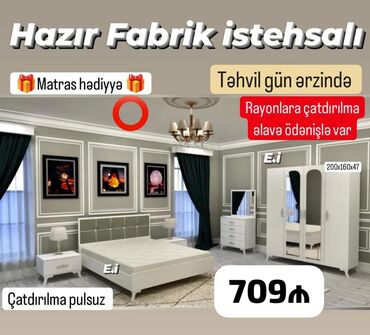 Çarpayılar: *Yataq dəsti 4 Qapılı Dolabla 709Azn 💥* ✔️Rəng seçimi var *🎁Matras