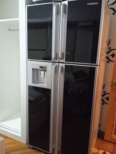 İşlənmiş 4 qapılı Hitachi Soyuducu Satılır, rəng - Qara, Dispenserli