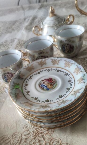 madonna çay desti: Çay dəsti, rəng - Ağ, Kobalt, 6 nəfərlik, Çexiya