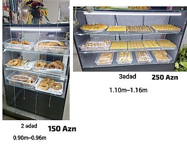 Digər biznes avadanlığı: 5 ədəd quru şirniyyat vitrini satılır.3 böyük vitrin 1i 250 Azn.2 — 1