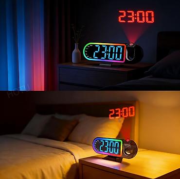 саат: Проекционные настольные часы с зеркальным дисплеем и RGB‑подсветкой - — 2