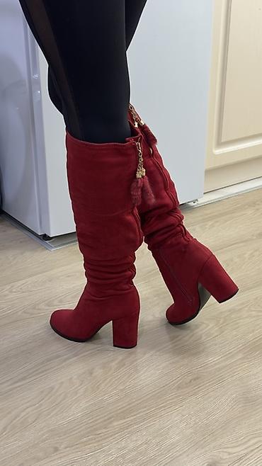 Сапоги: Сапоги, 38.5, Б/у, цвет - Красный, Бесплатная доставка — 9