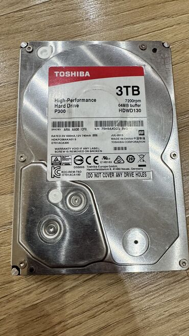 Жесткие диски, переносные винчестеры: Накопитель, Б/у, Toshiba, HDD, 3 ТБ, 3.5", Для ПК