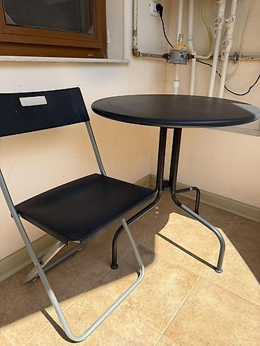 kafe stol stul: İşlənmiş, Yumru masa, 1 stul, Açılmayan, Stullar ilə, Metal — 2