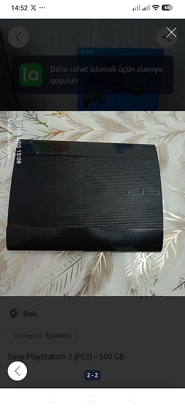 by playstation: Sony PlayStation 3 (PS3) – 500 GB - Model: PS3 Super Slim, qara rəng — 1
