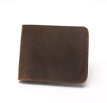 пиджак: Кожаный мужской бумажник (bifold), коричневый. - Материал — 3