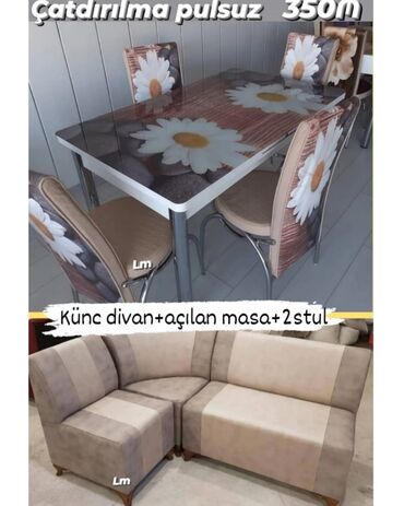 şüşe stol: Для кухни, Новый, Квадратный стол, 2 стула, Турция