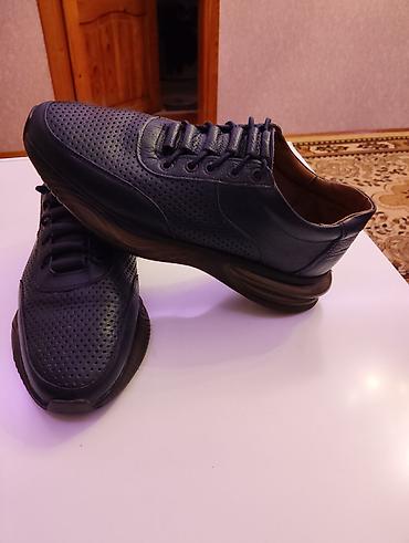 mavi ayaqqabılar: Mavi rəngdə kişi ayaqqabısı - Material: təbii dəri üst hissə, içliyi — 3