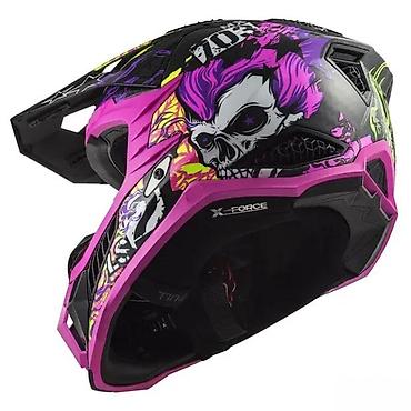 američka pita 7: Motokros kaciga u crnoj boji sa jarkim pink i neon žutim/zelenim — 6
