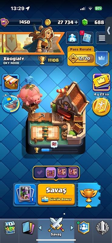 Digər kolleksiyalar: Clash Royale hesabı 11200+ kupa sahibdir 1500+ kolleksion lvl 12 — 1