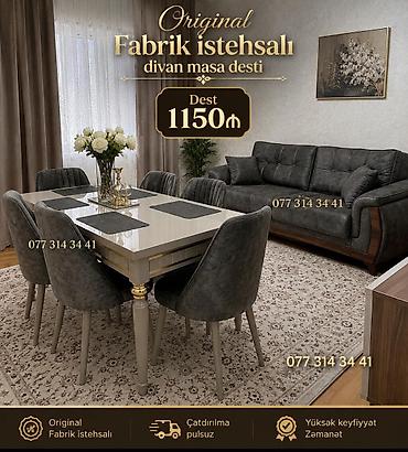 Original fabrik istehsalı – divan və masa dəsti Dəst tərkibi: -