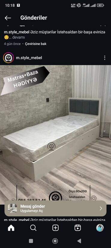 кровать: Tek neferlik çarpayılar endirimde
baza matras daxil