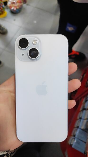 Apple iPhone: IPhone 15, White Titanium, Zəmanət, Simsiz şarj, Face ID