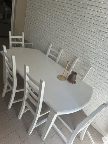 белый стол на кухню: Кухонный Стол, цвет - Белый, Б/у