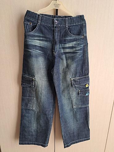 Uşaq üçün cargo tərzli cins şalvar, 10-11 yaşa, boy 140 sm - Rəng