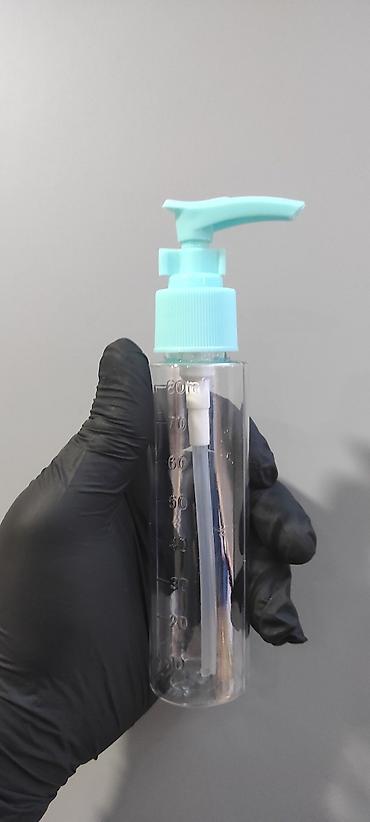 Şüşə görünümlü şəffaf plastik pompalı flakonlar - Həcm: təxminən 100