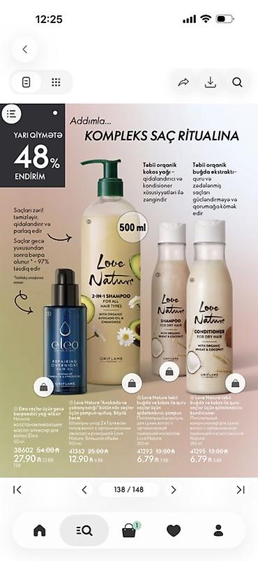 hamam ucun aksessuarlar: Oriflame Love Nature və digər seriyalardan gündəlik baxım məhsulları — 1