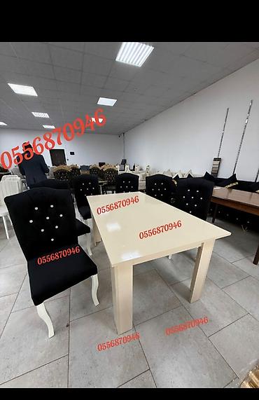 Masa və oturacaq dəstləri: Qonaq otağı üçün, Yeni, Açılmayan, Dördbucaq masa, 6 stul — 2