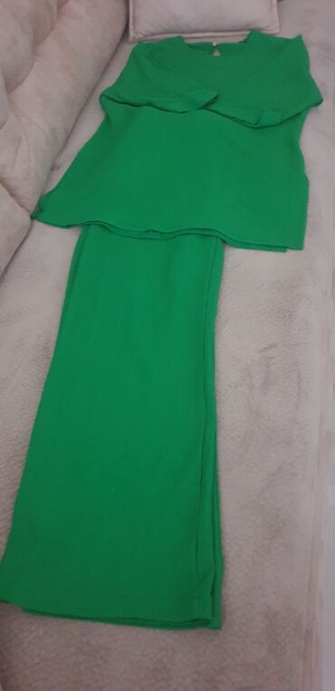 kompleti od lana: XL (EU 42), Single-colored, color - Green