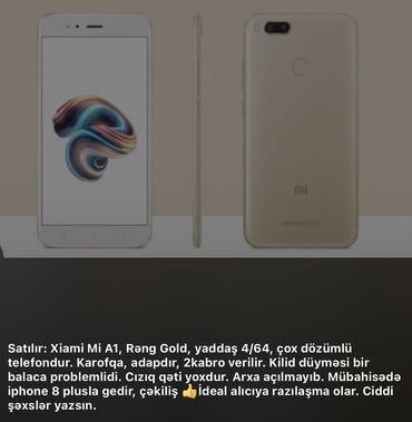 iphone 13 pro max qiymeti 2 ci el: Xiaomi Mi A1