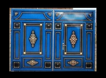 сейфовая входная дверь: Железо Дворовые ворота, Распашные, 3 м, Механические, С дверью, цвет - Голубой, Нет кредита, Платная установка, Платная доставка